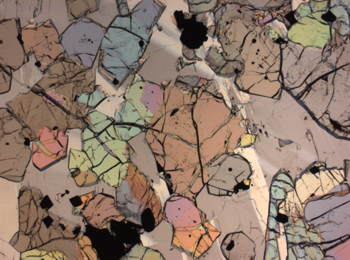 Thin Section Photograph of Apollo 12 Sample 12035,62 in Plane-Polarized Light at 2.5x Magnification and 2.85 mm Field of View (View #45)