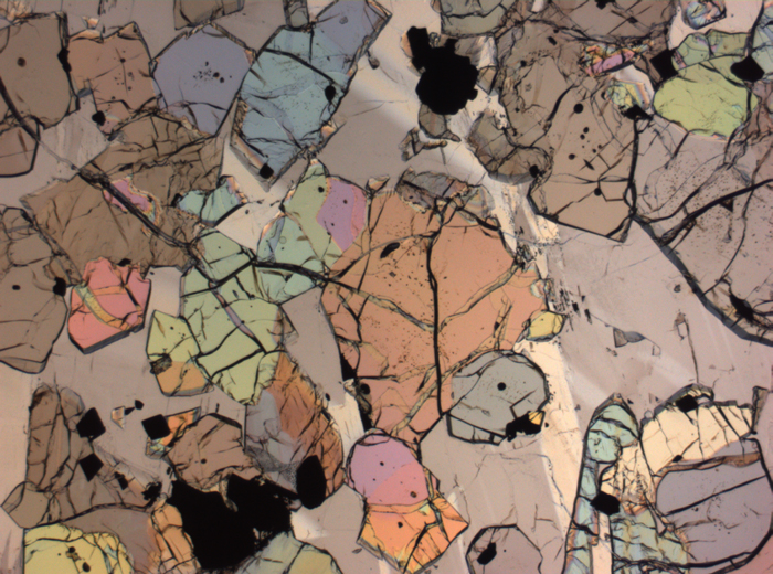 Thin Section Photograph of Apollo 12 Sample 12035,62 in Plane-Polarized Light at 2.5x Magnification and 2.85 mm Field of View (View #46)