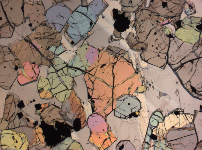 Thin Section Photograph of Apollo 12 Sample 12035,62 in Plane-Polarized Light at 2.5x Magnification and 2.85 mm Field of View (View #47)