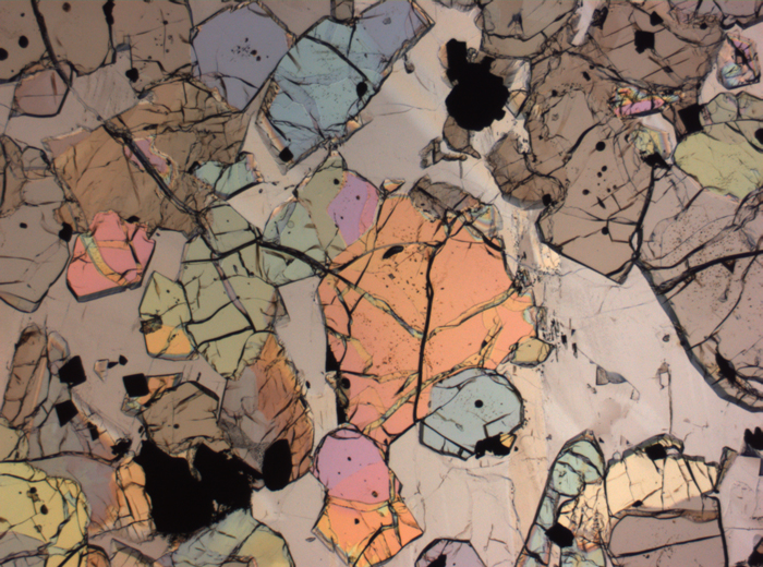 Thin Section Photograph of Apollo 12 Sample 12035,62 in Plane-Polarized Light at 2.5x Magnification and 2.85 mm Field of View (View #48)