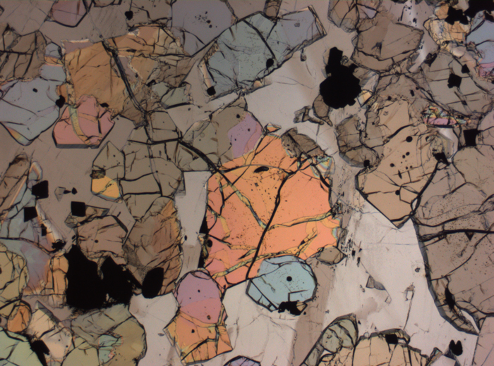 Thin Section Photograph of Apollo 12 Sample 12035,62 in Plane-Polarized Light at 2.5x Magnification and 2.85 mm Field of View (View #51)
