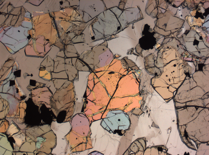 Thin Section Photograph of Apollo 12 Sample 12035,62 in Plane-Polarized Light at 2.5x Magnification and 2.85 mm Field of View (View #52)