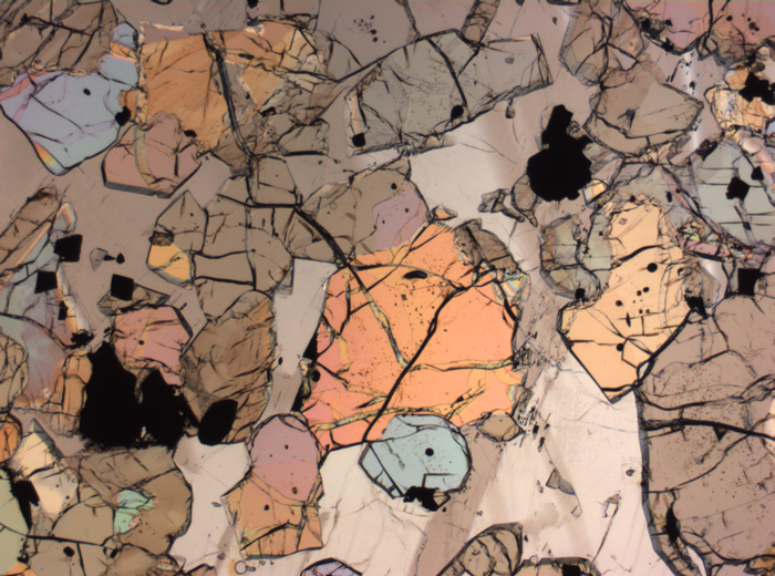 Thin Section Photograph of Apollo 12 Sample 12035,62 in Plane-Polarized Light at 2.5x Magnification and 2.85 mm Field of View (View #53)