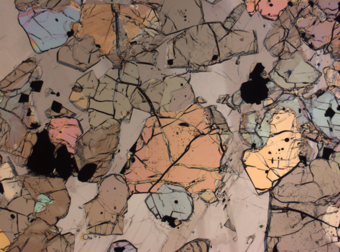 Thin Section Photograph of Apollo 12 Sample 12035,62 in Plane-Polarized Light at 2.5x Magnification and 2.85 mm Field of View (View #55)