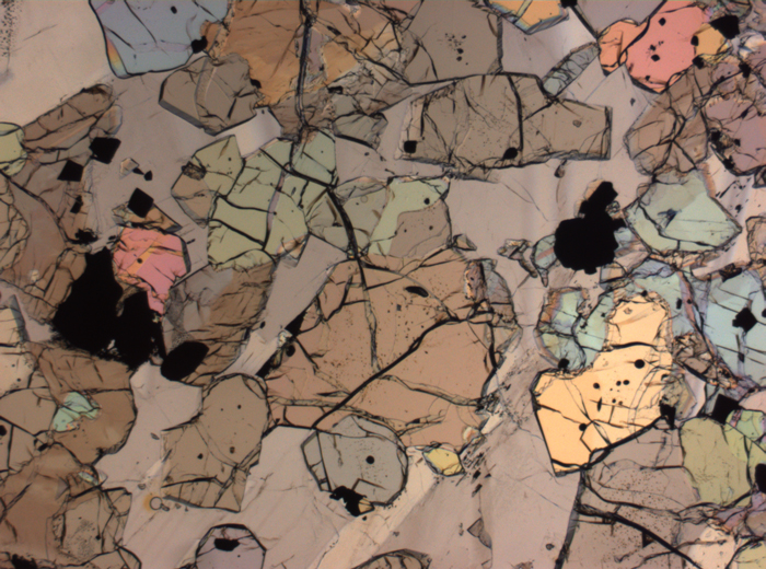 Thin Section Photograph of Apollo 12 Sample 12035,62 in Plane-Polarized Light at 2.5x Magnification and 2.85 mm Field of View (View #57)