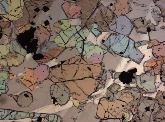 Thin Section Photograph of Apollo 12 Sample 12035,62 in Plane-Polarized Light at 2.5x Magnification and 2.85 mm Field of View (View #63)