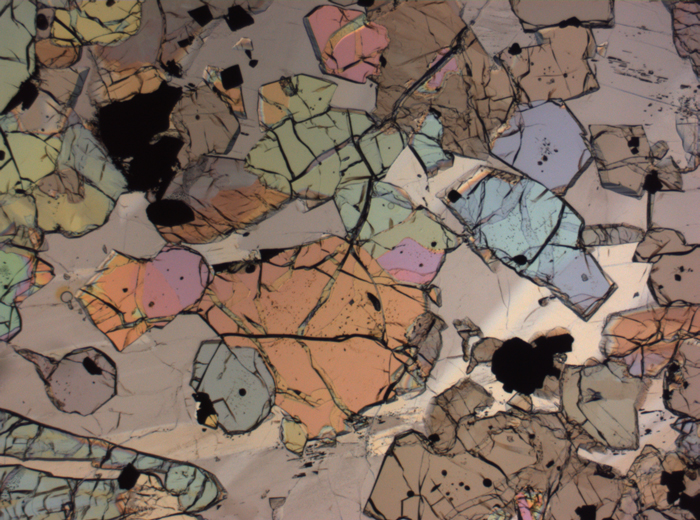 Thin Section Photograph of Apollo 12 Sample 12035,62 in Plane-Polarized Light at 2.5x Magnification and 2.85 mm Field of View (View #65)