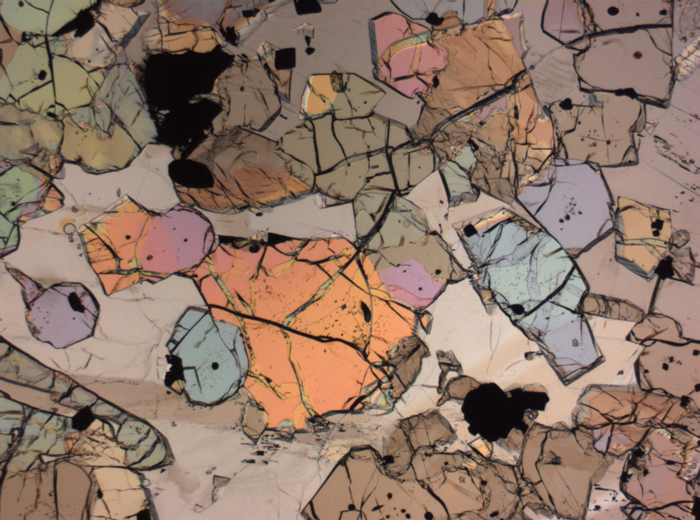 Thin Section Photograph of Apollo 12 Sample 12035,62 in Plane-Polarized Light at 2.5x Magnification and 2.85 mm Field of View (View #68)