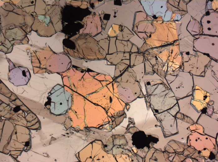 Thin Section Photograph of Apollo 12 Sample 12035,62 in Plane-Polarized Light at 2.5x Magnification and 2.85 mm Field of View (View #71)