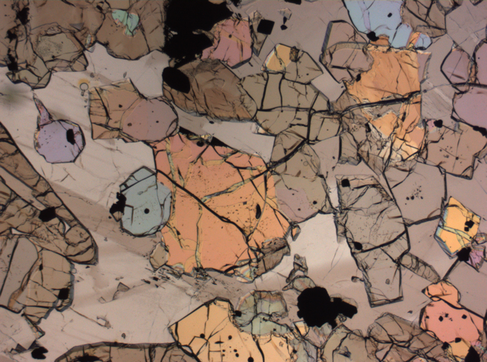 Thin Section Photograph of Apollo 12 Sample 12035,62 in Plane-Polarized Light at 2.5x Magnification and 2.85 mm Field of View (View #72)