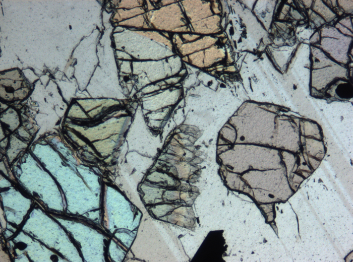 Thin Section Photograph of Apollo 12 Sample 12036,8 in Plane-Polarized Light at 5x Magnification and 1.4 mm Field of View (View #5)