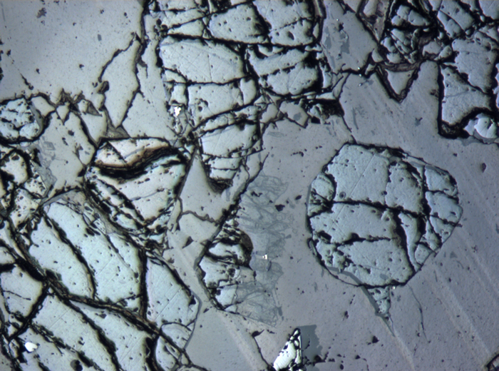 Thin Section Photograph of Apollo 12 Sample 12036,8 in Reflected Light at 5x Magnification and 1.4 mm Field of View (View #5)