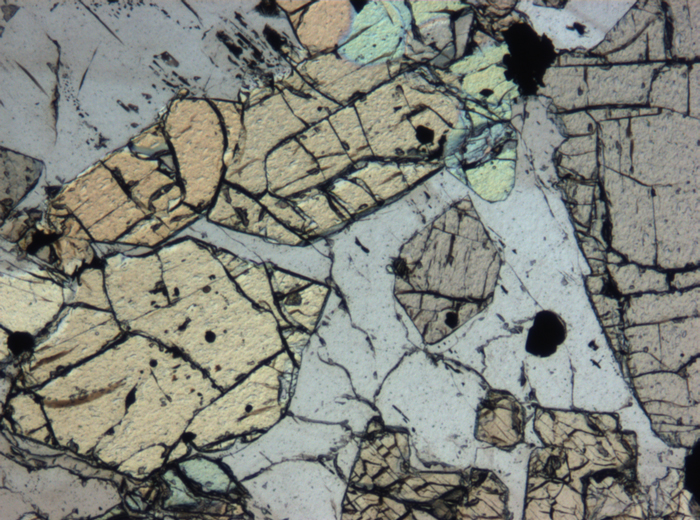 Thin Section Photograph of Apollo 12 Sample 12036,8 in Plane-Polarized Light at 5x Magnification and 1.4 mm Field of View (View #6)
