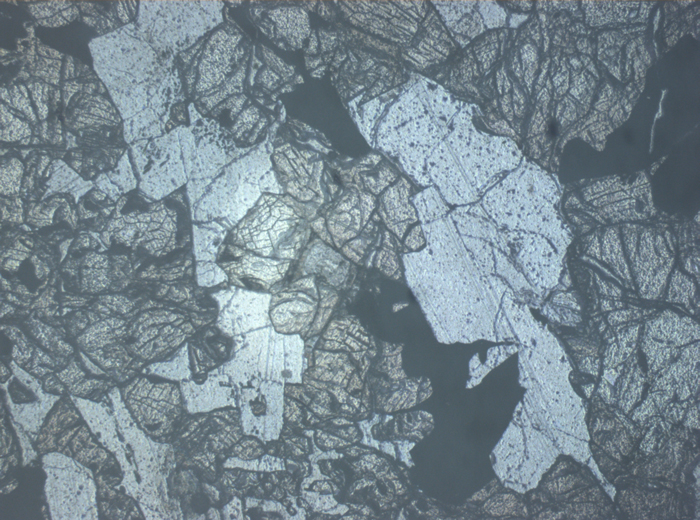 Thin Section Photograph of Apollo 12 Sample 12040,2 in Reflected Light at 2.5x Magnification and 2.85 mm Field of View (View #1)