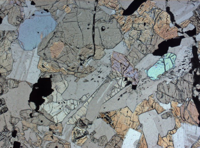 Thin Section Photograph of Apollo 12 Sample 12040,2 in Plane-Polarized Light at 2.5x Magnification and 2.85 mm Field of View (View #3)