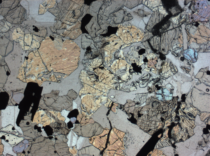 Thin Section Photograph of Apollo 12 Sample 12040,2 in Plane-Polarized Light at 2.5x Magnification and 2.85 mm Field of View (View #4)