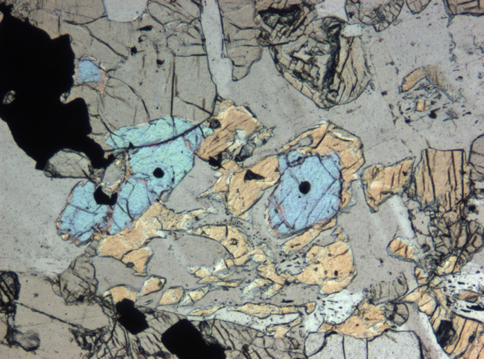 Thin Section Photograph of Apollo 12 Sample 12040,2 in Plane-Polarized Light at 5x Magnification and 1.4 mm Field of View (View #5)