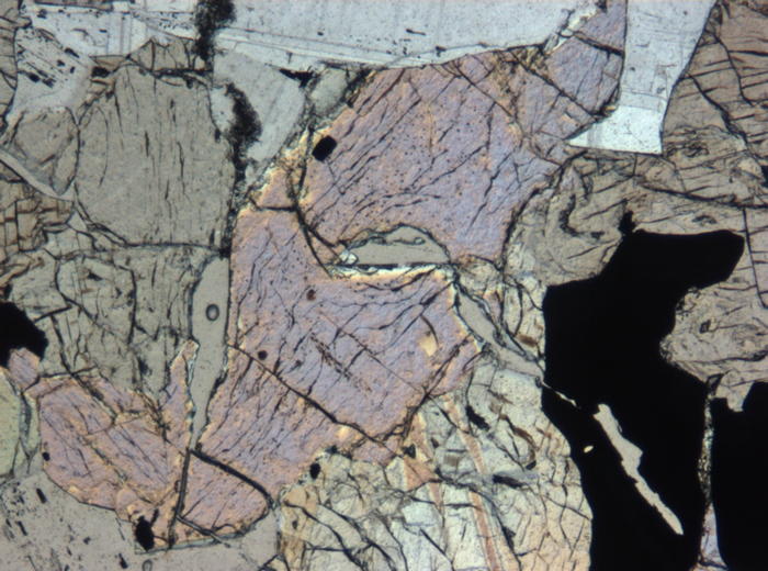 Thin Section Photograph of Apollo 12 Sample 12040,2 in Plane-Polarized Light at 5x Magnification and 1.4 mm Field of View (View #6)