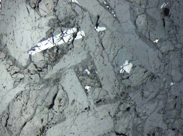 Thin Section Photograph of Apollo 12 Sample 12054,78 in Reflected Light at 5x Magnification and 1.4 mm Field of View (View #4)