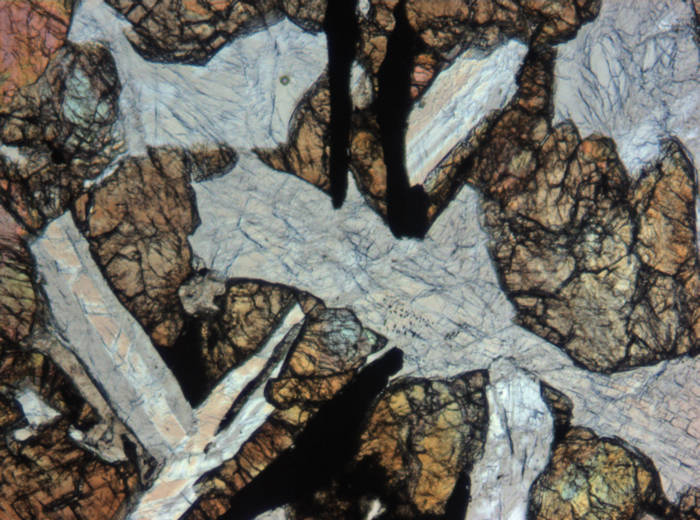Thin Section Photograph of Apollo 12 Sample 12054,78 in Plane-Polarized Light at 5x Magnification and 1.4 mm Field of View (View #6)