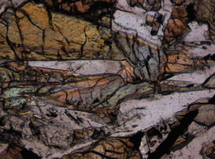 Thin Section Photograph of Apollo 12 Sample 12055,7 in Plane-Polarized Light at 10x Magnification and 0.7 mm Field of View (View #4)