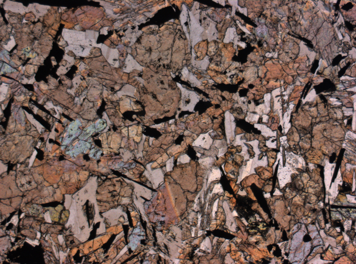 Thin Section Photograph of Apollo 12 Sample 12063,11 in Plane-Polarized Light at 2.5x Magnification and 2.85 mm Field of View (View #2)