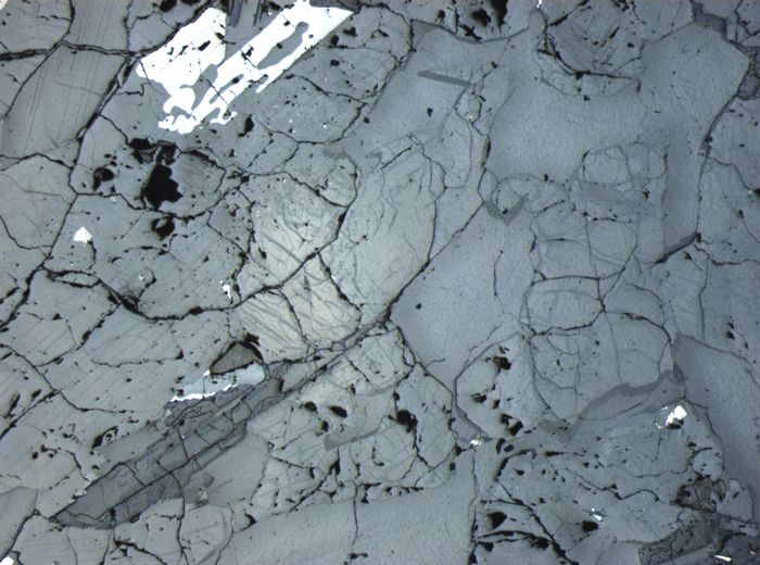 Thin Section Photograph of Apollo 12 Sample 12064,6 in Reflected Light at 2.5x Magnification and 2.85 mm Field of View (View #2)