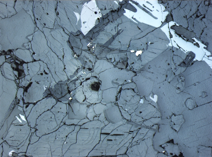 Thin Section Photograph of Apollo 12 Sample 12064,6 in Reflected Light at 2.5x Magnification and 2.85 mm Field of View (View #3)