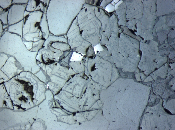 Thin Section Photograph of Apollo 12 Sample 12064,6 in Reflected Light at 5x Magnification and 1.4 mm Field of View (View #5)