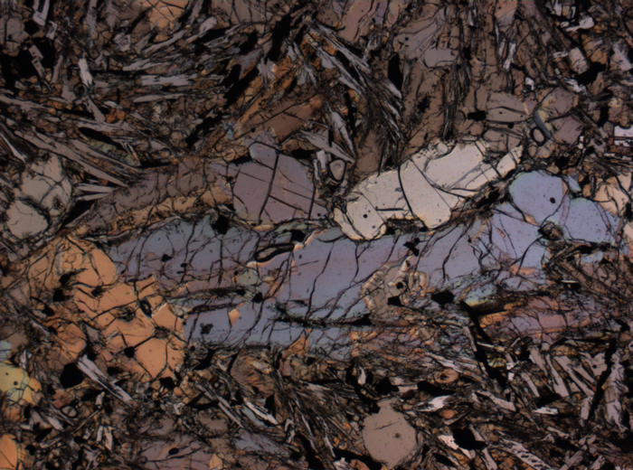 Thin Section Photograph of Apollo 12 Sample 12075,80 in Plane-Polarized Light at 2.5x Magnification and 2.85 mm Field of View (View #2)