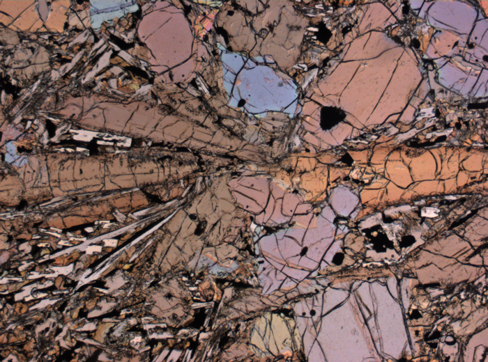 Thin Section Photograph of Apollo 12 Sample 12075,80 in Plane-Polarized Light at 2.5x Magnification and 2.85 mm Field of View (View #3)