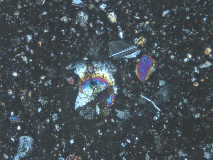 Thin Section Photograph of Apollo 14 Sample 14049,6 in Cross-Polarized Light at 10x Magnification and 1.15 mm Field of View (View #2)