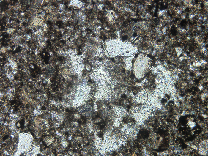 Thin Section Photograph of Apollo 14 Sample 14049,6 in Plane-Polarized Light at 10x Magnification and 1.15 mm Field of View (View #2)