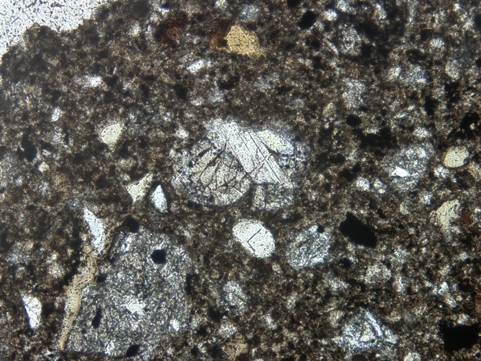 Thin Section Photograph of Apollo 14 Sample 14049,6 in Plane-Polarized Light at 10x Magnification and 1.15 mm Field of View (View #4)