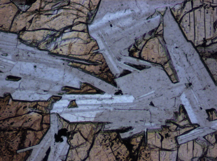 Thin Section Photograph of Apollo 14 Sample 14072,11 in Plane-Polarized Light at 10x Magnification and 0.7 mm Field of View (View #4)