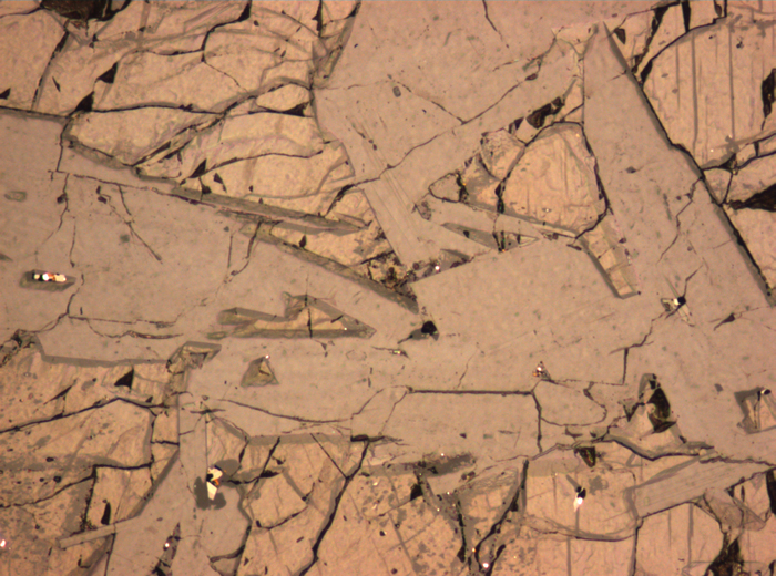 Thin Section Photograph of Apollo 14 Sample 14072,11 in Reflected Light at 10x Magnification and 0.7 mm Field of View (View #4)