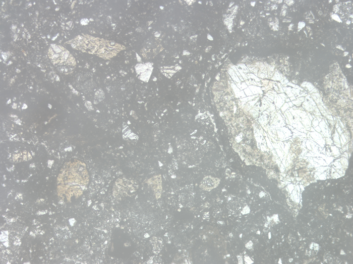 Thin Section Photograph of Apollo 14 Sample 14301,10 in Reflected Light at 5x Magnification and 2.3 mm Field of View (View #1)