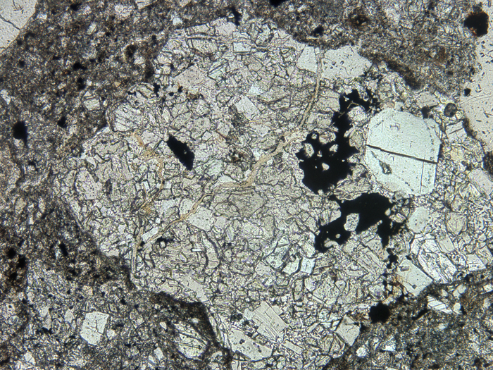 Thin Section Photograph of Apollo 14 Sample 14301,10 in Plane-Polarized Light at 10x Magnification and 1.15 mm Field of View (View #2)