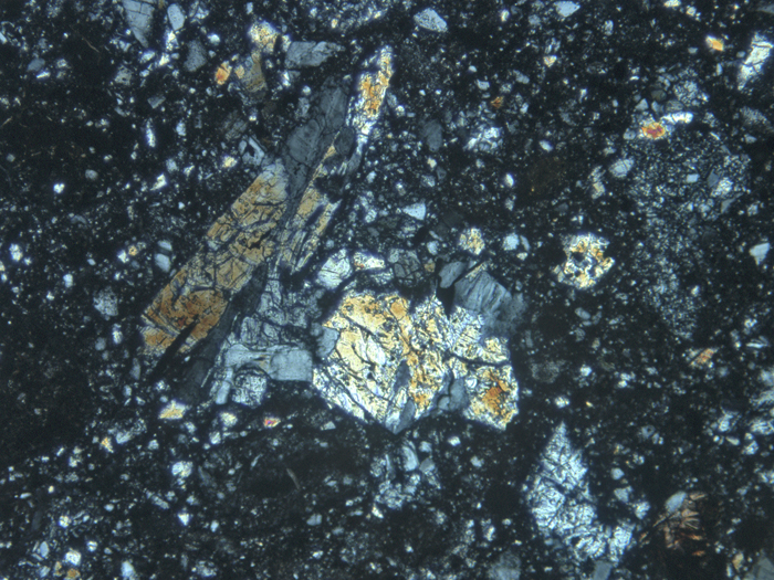 Thin Section Photograph of Apollo 14 Sample 14301,10 in Cross-Polarized Light at 10x Magnification and 1.15 mm Field of View (View #3)