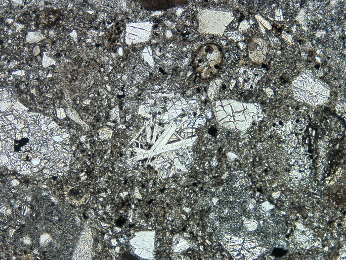 Thin Section Photograph of Apollo 14 Sample 14301,10 in Plane-Polarized Light at 10x Magnification and 1.15 mm Field of View (View #4)
