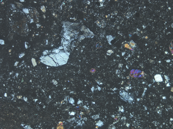 Thin Section Photograph of Apollo 14 Sample 14304,4 in Cross-Polarized Light at 5x Magnification and 2.3 mm Field of View (View #2)