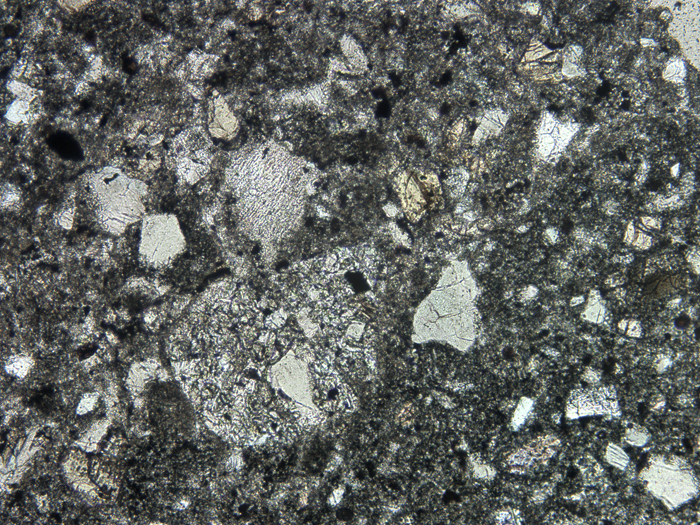 Thin Section Photograph of Apollo 14 Sample 14304,4 in Plane-Polarized Light at 10x Magnification and 1.15 mm Field of View (View #3)