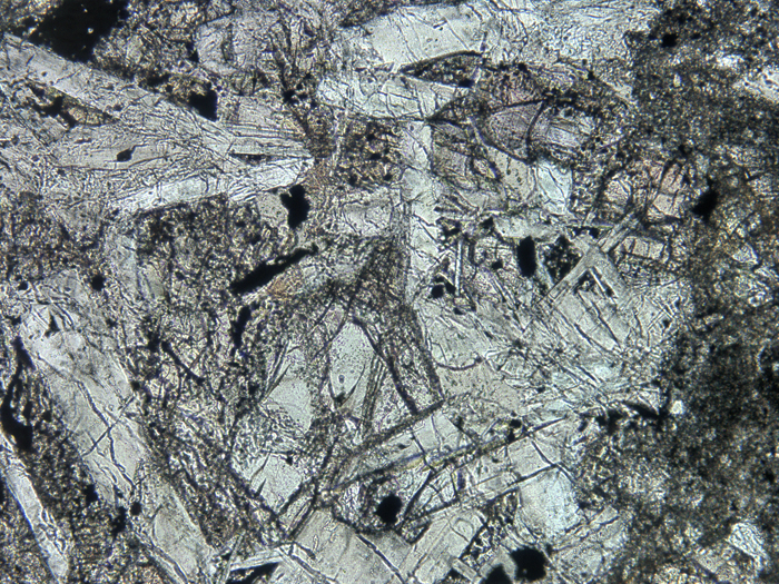 Thin Section Photograph of Apollo 14 Sample 14304,4 in Plane-Polarized Light at 10x Magnification and 1.15 mm Field of View (View #5)