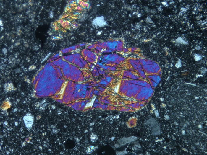 Thin Section Photograph of Apollo 14 Sample 14305,14 in Cross-Polarized Light at 10x Magnification and 1.15 mm Field of View (View #3)