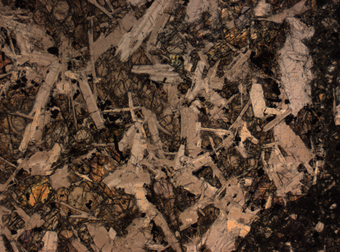 Thin Section Photograph of Apollo 14 Sample 14305,14 in Plane-Polarized Light at 2.5x Magnification and 2.85 mm Field of View (View #31)