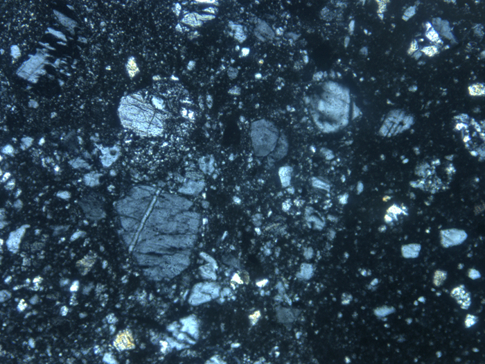 Thin Section Photograph of Apollo 14 Sample 14306,4 in Cross-Polarized Light at 10x Magnification and 1.15 mm Field of View (View #2)