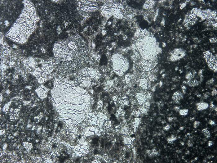 Thin Section Photograph of Apollo 14 Sample 14306,4 in Plane-Polarized Light at 10x Magnification and 1.15 mm Field of View (View #2)