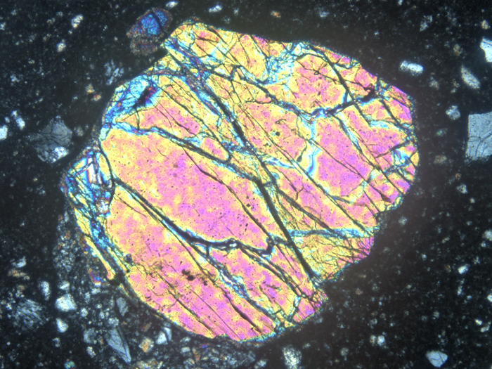 Thin Section Photograph of Apollo 14 Sample 14306,4 in Cross-Polarized Light at 10x Magnification and 1.15 mm Field of View (View #4)