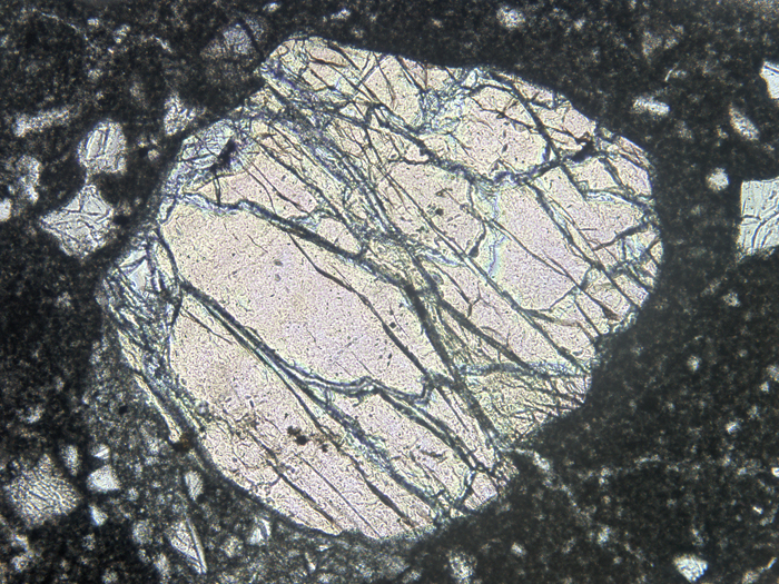 Thin Section Photograph of Apollo 14 Sample 14306,4 in Plane-Polarized Light at 10x Magnification and 1.15 mm Field of View (View #4)