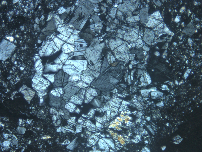 Thin Section Photograph of Apollo 14 Sample 14306,4 in Cross-Polarized Light at 10x Magnification and 1.15 mm Field of View (View #5)